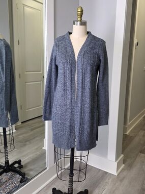 Karen Scott Open-Front Cable Knit Cardigan - Gray